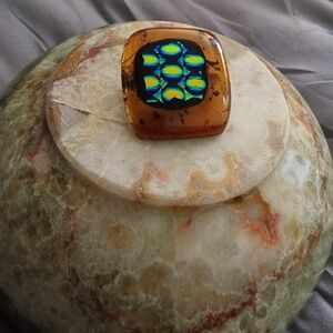 Handcrafted Digital Art Glass Display with Geometric LED Pattern